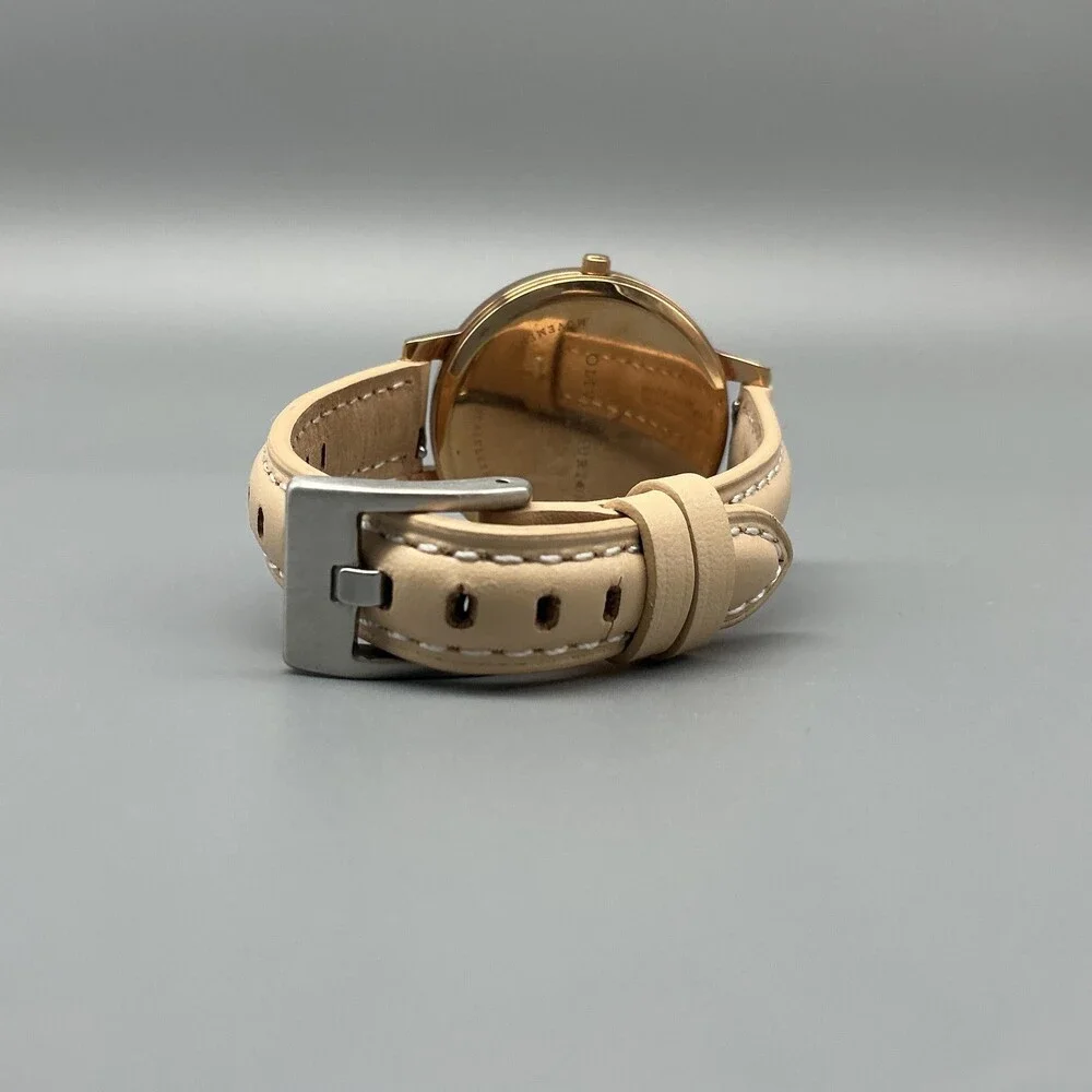 Olivia Burton Womens Watch 38mm Pink Floral Dial Beige Leather New Battery